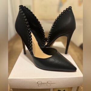 Jessica Simpson Black Scalloped Heels